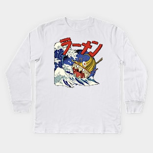 The Great Ramen Off Kanagawa the black Takaiju Kids Long Sleeve T-Shirt